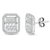 Modern Tasarım 1.53 Ct Baget Kare Tektaş Küpe