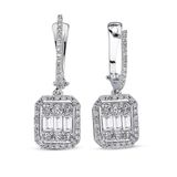 Modern Tasarım 1 Ct Baget Kare Tektaş Küpe 18 K