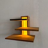 Modern Tasarım 3 Raflı LED Işıklı Ahşap Aplik (ALINDI050)