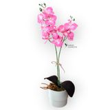 MODERN TASARIM BEYAZ RENKLİ SAKSIDA 2 DALLI YAPAY ISLAK ORKİDE 50 CM