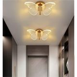 Modern Tasarım Butterfly Kelebek Tavana Sıfır Led Avize Gold Sarı Ledli Avize Gold