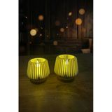 Modern Tasarım Dekoratif Mini Abajur Görünümlü Masaüstü Lambası ve Mumluk ( LED MUMLAR DAHİL )