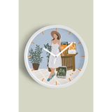 Modern Tasarım Duvar Saati - 25cm - Önü Camlı Beyaz Kasa - Sessiz Mekanizma, JH0346S25BKP