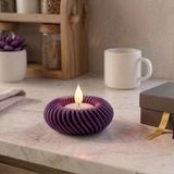 Modern Tasarım LED Tealight Yuvarlak Mor Mumluk – Dekoratif Masa Üstü Aksesuarı Mor