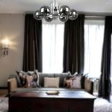 Modern Tasarım Mutfak - Salon - Yatak Odası - Tavan Krom Renk Füme Camlı 6 Lı Avize