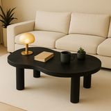 Modern Tasarımlı Masif Ahşap Orta Sehpa Minimal ve Şık Masif Ahşap Sehpa Doğal Dokulu - siyah