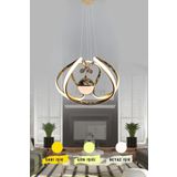 Modern Taşlı Toplu Bronz Ledli Avize