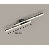 Modern Tavan Koridor Aydınlatması Siyah Çubuk Beyaz LED Lineer Avize Armatür Ikili 100 cm Çubuk Uzunluğu Toplam Uzunluk 140 cm