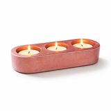 Modern Tealight Mumluk Seti 3’lü – Turuncu Bakır Ton – El Yapımı Taş Tozu Dekoratif Mumluk