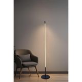 Modern Tek Çubuk LED Lambader, Siyah, Metal, 160 cm Yükseklik, 3 Renk Sıcaklığı, Minimalist Stil, Salon Aydınlatması