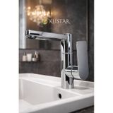 Modern Tek Kollu Krom Lavabo Bataryası Banyo Musluğu Aç-Kapa Döner Boru Sıcak Soğuk