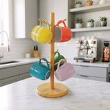 Modern Tezgah Üstü Kupa Bardak Fincan Askısı Standı Bambu Şık Mutfak Düzenleyici Organizer | Kitchera Home - 1 Adet