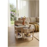Modern Traverten Zigon Sehpa İkili Set Minimal Tasarım Yan Sehpa Dekoratif Ahşap (Beyaz)