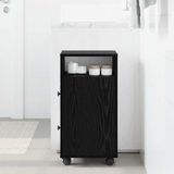 Modern TV dolabı duvar depolama alanı – Meşe kaplaması siyah, 33 x 23 x 65 cm, tekerlekli banyo dolabı, yerden tasarruf sağlayan, dayanıklı mühendislik ahşabı, çözüm d