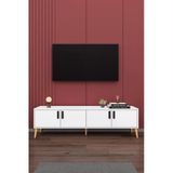 Modern Tv Ünitesi %100 Mdf 4 Kapaklı Ahşap Ayaklı Televizyon Sehpası T-01