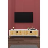 Modern Tv Ünitesi %100 Mdf 4 Kapaklı Ahşap Ayaklı Televizyon Sehpası T-02