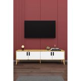 Modern Tv Ünitesi %100 Mdf 4 Kapaklı Ahşap Ayaklı Televizyon Sehpası T-03