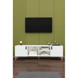 Modern Tv Ünitesi %100 Mdf Kapaklı Ahşap Ayaklı Televizyon Sehpası T-09