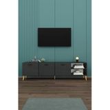 Modern Tv Ünitesi %100 Mdf Kapaklı Ahşap Ayaklı Televizyon Sehpası T-21