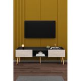 Modern Tv Ünitesi %100 Mdf Kapaklı Ahşap Ayaklı Televizyon Sehpası T28 Antrasit - Sidon