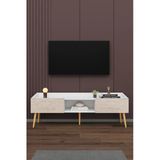 Modern Tv Ünitesi %100 Mdf Kapaklı Ahşap Ayaklı Televizyon Sehpası T28 Beyaz - Sidon