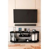Modern TV Ünitesi Ahşap Raflı 2 Katlı Televizyon Sehpası Minimalist,Dayanıklı, Fonksiyonel TV Standı Siyah Mermer