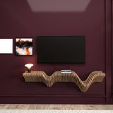 Modern Tv Ünitesi, Duvar Rafı, Dresuar Ünitesi, 25 cm Derinlik - Atlantik Çam - 140 cm