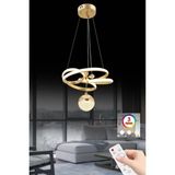 Modern Üç Renkli Gold LED Avize, Kumandalı, Şık ve Lüks Tavan Aydınlatması - Altın - Seçenek 1