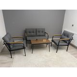 Modern Venüs Balkon, Bahçe, Cafe - Metal Kanepe Koltuk Takımı - 2+1+1 + Sehpa Antrasit Modernsh24 Antrasit