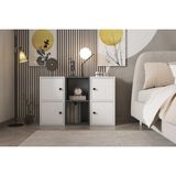 Modern Yatak Odası Yan Ünitesi ve Gece Sehpası NRG-KMD-1027 - Antrasit - Beyaz