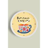 Modern Yazılı Tasarım - '' BUT FIRST CAFESITO '' Mutfak Duvar Saati - 30cm - Önü Camlı Beyaz Kasa, JH1327S30BKP