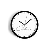 Modern Yazılı Tasarım - '' Calm '' Duvar Saati - 30cm - Önü Camlı Siyah Kasa - Sessiz Mekanizma, JH0569S30SKP