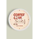 Modern Yazılı Tasarım - '' COFFEE CLUB '' Mutfak Duvar Saati - 35cm - Önü Camlı Beyaz Kasa, JH1324S35BKP