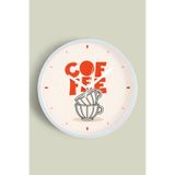 Modern Yazılı Tasarım - '' COFFEE '' Mutfak Duvar Saati - 30cm - Önü Camlı Beyaz Kasa, JH1320S30BKP
