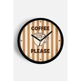 Modern Yazılı Tasarım - '' COFFEE PLEASE'' Mutfak Duvar Saati - 25cm - Önü Camlı Siyah Kasa, JH1316S25SKP