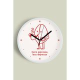 Modern Yazılı Tasarım - '' MORE EXPRESSO, LESS DEPRESSO '' Mutfak Duvar Saati - 30cm - Önü Camlı Bey, JH1326S30BKP