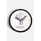 Modern Yazılı Tasarım - '' MORE EXPRESSO, LESS DEPRESSO '' Mutfak Duvar Saati - 30cm - Önü Camlı Siy, JH1325S30SKP
