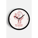 Modern Yazılı Tasarım - '' MORE EXPRESSO, LESS DEPRESSO '' Mutfak Duvar Saati - 35cm - Önü Camlı Siy, JH1326S35SKP