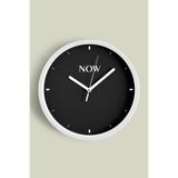 Modern Yazılı Tasarım - '' Now - Şimdi '' Duvar Saati - 25cm - Önü Camlı Beyaz Kasa, JH0718S25BKP