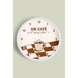 Modern Yazılı Tasarım - '' UN CAFÊ '' Mutfak Duvar Saati - 25cm - Önü Camlı Beyaz Kasa, JH1322S25BKP