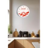 Modern Yazılı Tasarım - '' UN CAFÊ '' Mutfak Duvar Saati - 30cm - Önü Camlı Beyaz Kasa, JH1321S30BKP