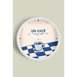 Modern Yazılı Tasarım - '' UN CAFÊ '' Mutfak Duvar Saati - 35cm - Önü Camlı Beyaz Kasa, JH1313S35BKP