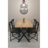 Modern Yemek Masası Takımı 70x110 Cm Oval Mutfak Masası & 4 Adet Tonet Model Kumaş Döşemeli Sandalye Atlantik Çam