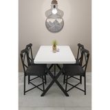 Modern Yemek Masası Takımı 70X110 cm Oval Mutfak Masası & 4 Adet Tonet Model Kumaş Döşemeli Sandalye - Beyaz