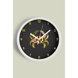 Modern Yengeç Motifi Duvar Saati - 30cm - Önü Camlı Beyaz Kasa - Sessiz Mekanizma, JH0761S30BKP