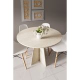 Modern Yuvarlak 100CM Yemek Masası-Mutfak Masası (Sandalyeler Temsilidir) Traverten Yuvarlakmasa,