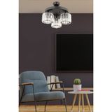Modern Yuvarlak Kristal Avize, 3'lü Siyah Tasarım, Şık Salon Aydınlatması - Ahşap - Seçenek 1
