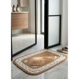 Modern Zincir Desenli Kapı Önü Banyo ve Balkon Paspası Çift Taraflı Yüksek Trafikli İç Ve Dış Mekan Giriş Paspası Klozet Önü Paspası (Hasır-Ekuri, 45x75 cm)