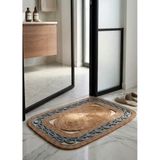 Modern Zincir Desenli Kapı Önü Banyo ve Balkon Paspası Çift Taraflı Yüksek Trafikli İç Ve Dış Mekan Giriş Paspası Klozet Önü Paspası (Hasır-Gri, 55x85 cm)