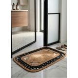 Modern Zincir Desenli Kapı Önü Banyo ve Balkon Paspası Çift Taraflı Yüksek Trafikli İç Ve Dış Mekan Giriş Paspası Klozet Önü Paspası (Hasır-Siyah, 55x85 cm)
